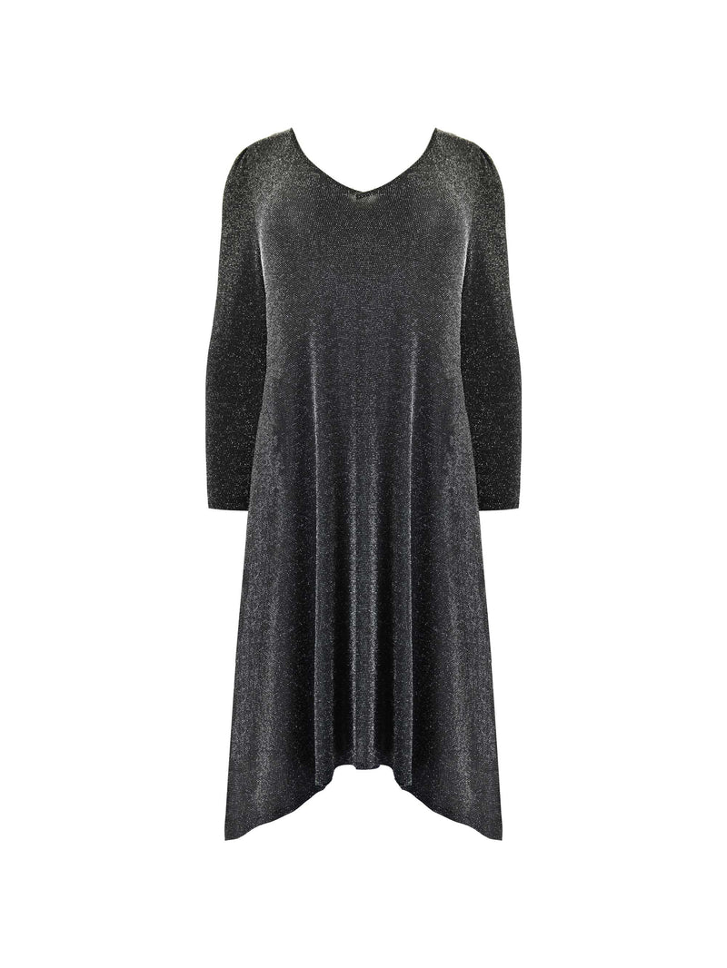Silver Sparkle Jersey Hanky Hem Dress