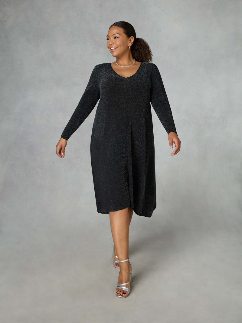 Silver Sparkle Jersey Hanky Hem Dress