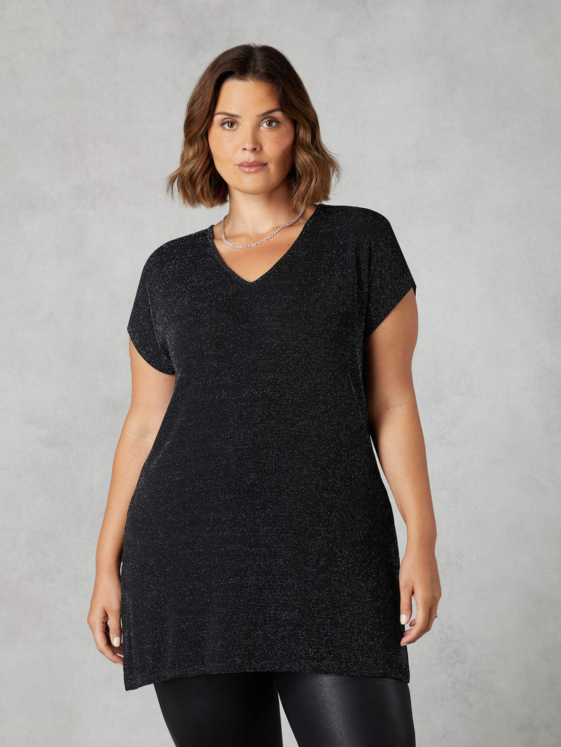 Silver Sparkle Jersey Side Split Tunic
