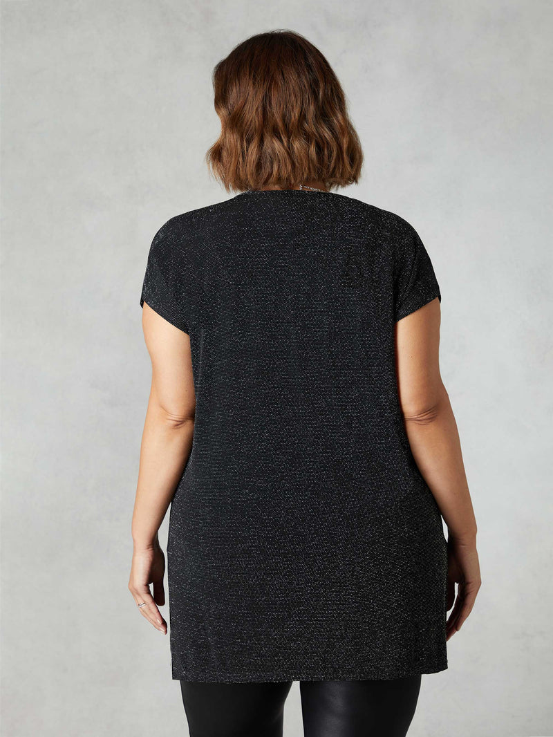 Silver Sparkle Jersey Side Split Tunic
