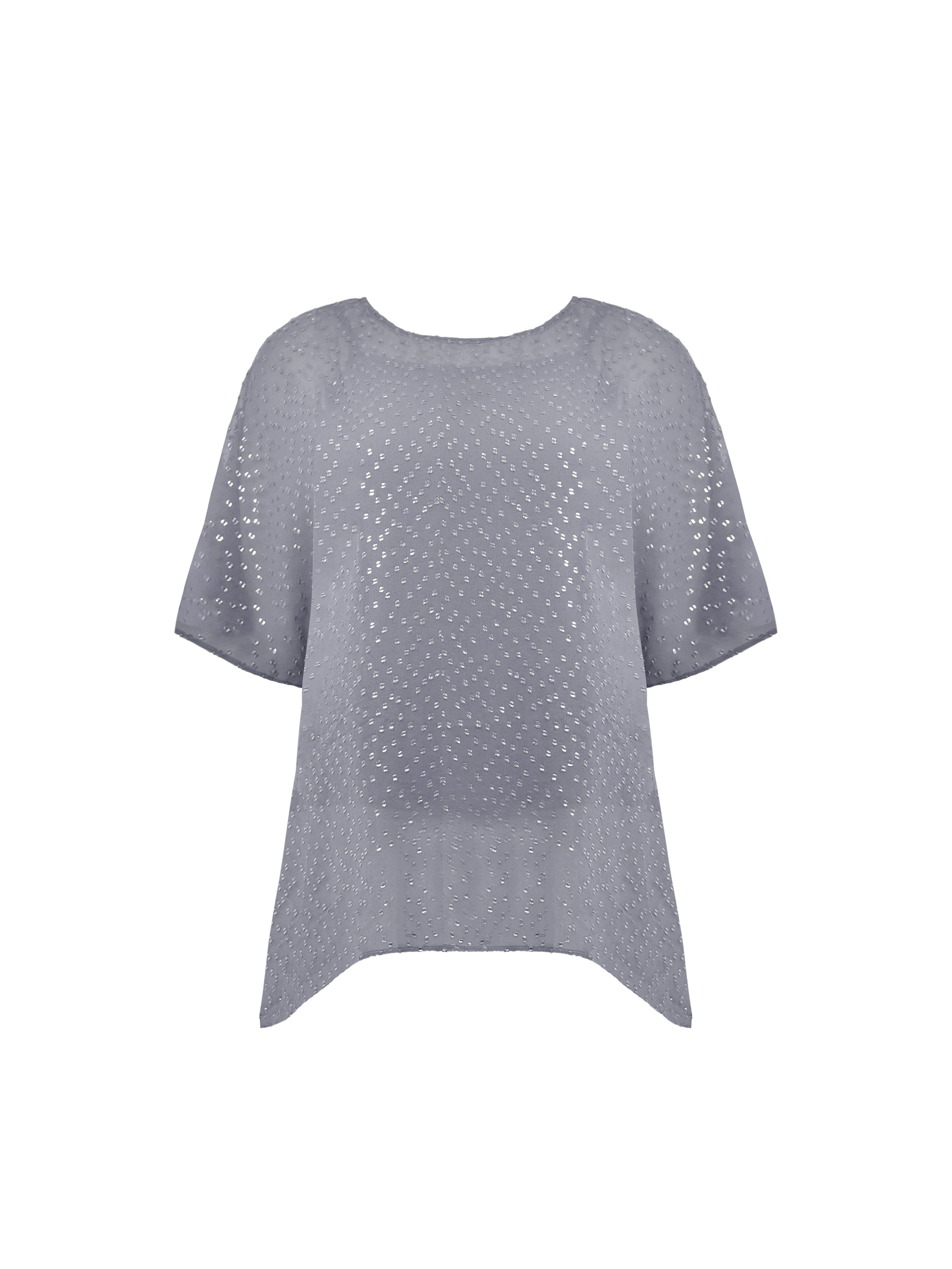 Grey Metallic Dobby Overlay Top