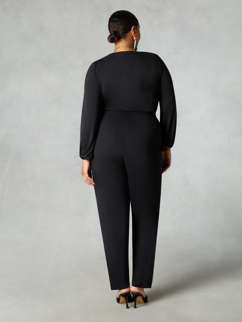 Black Jersey Belted Jumpsuit