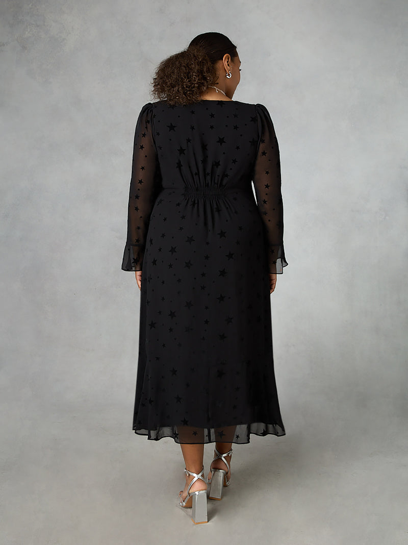 Black Flock Star Midaxi Dress