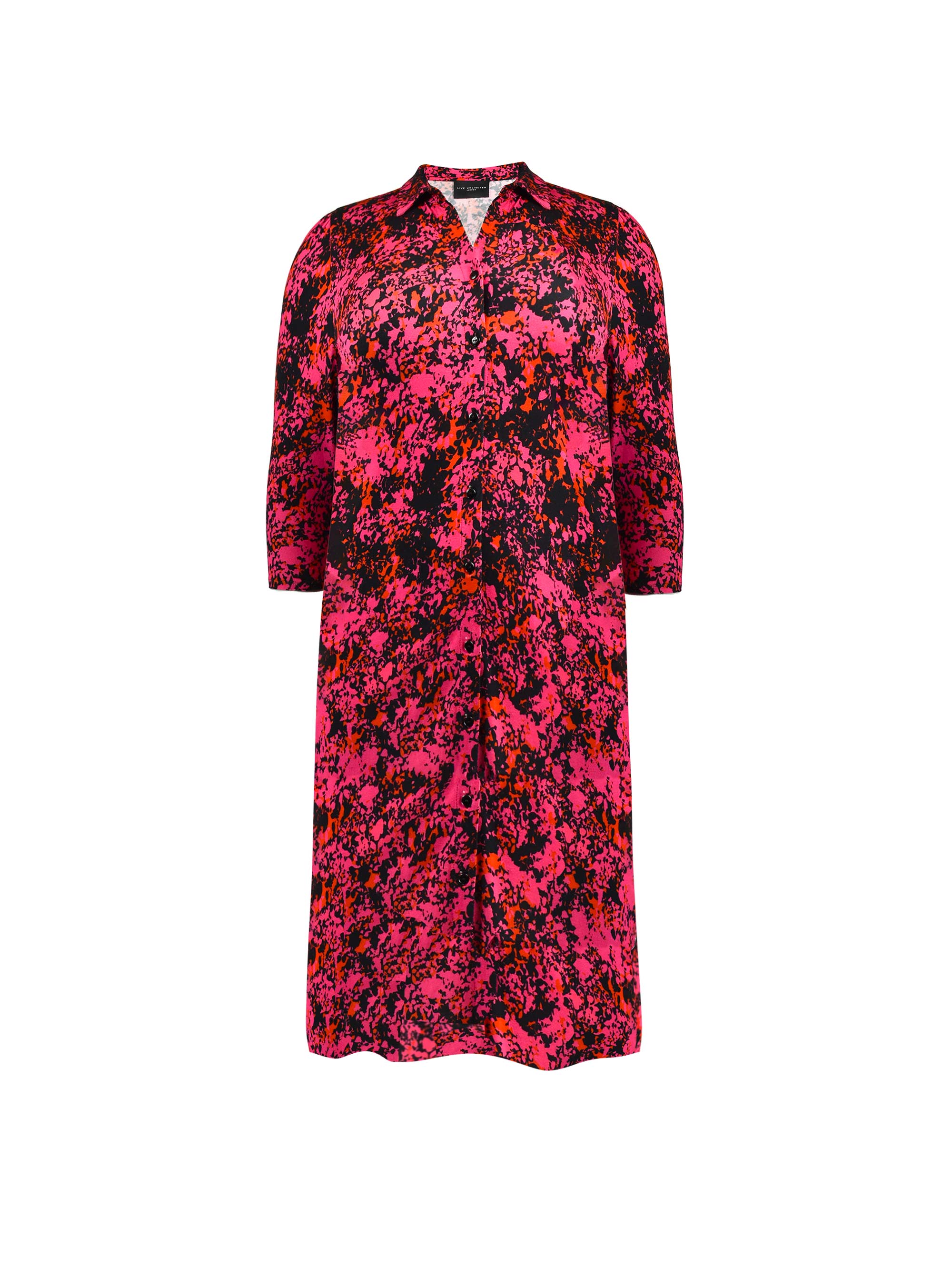 Pink Floral Print Jersey Empire Seam Shirt Dress