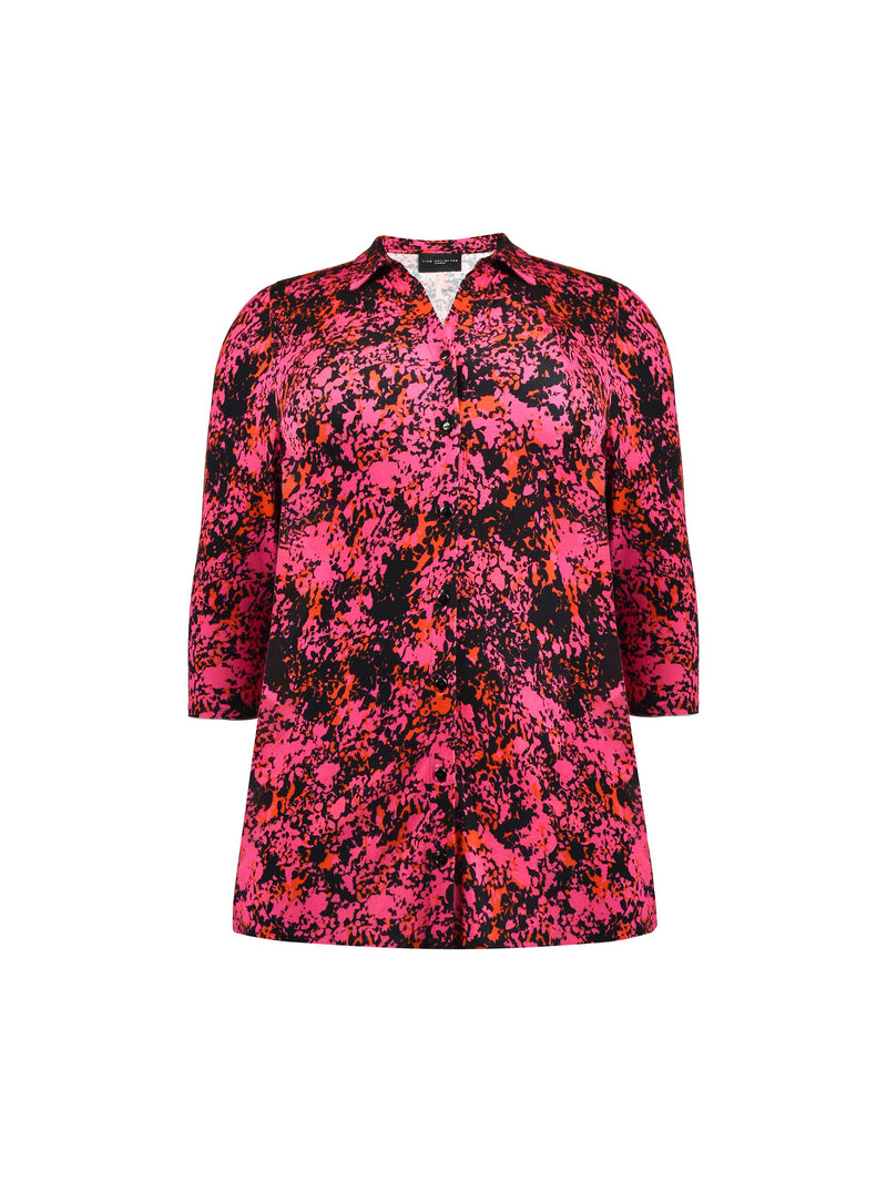 Pink Floral Print Jersey 3/4 Sleeve Shirt