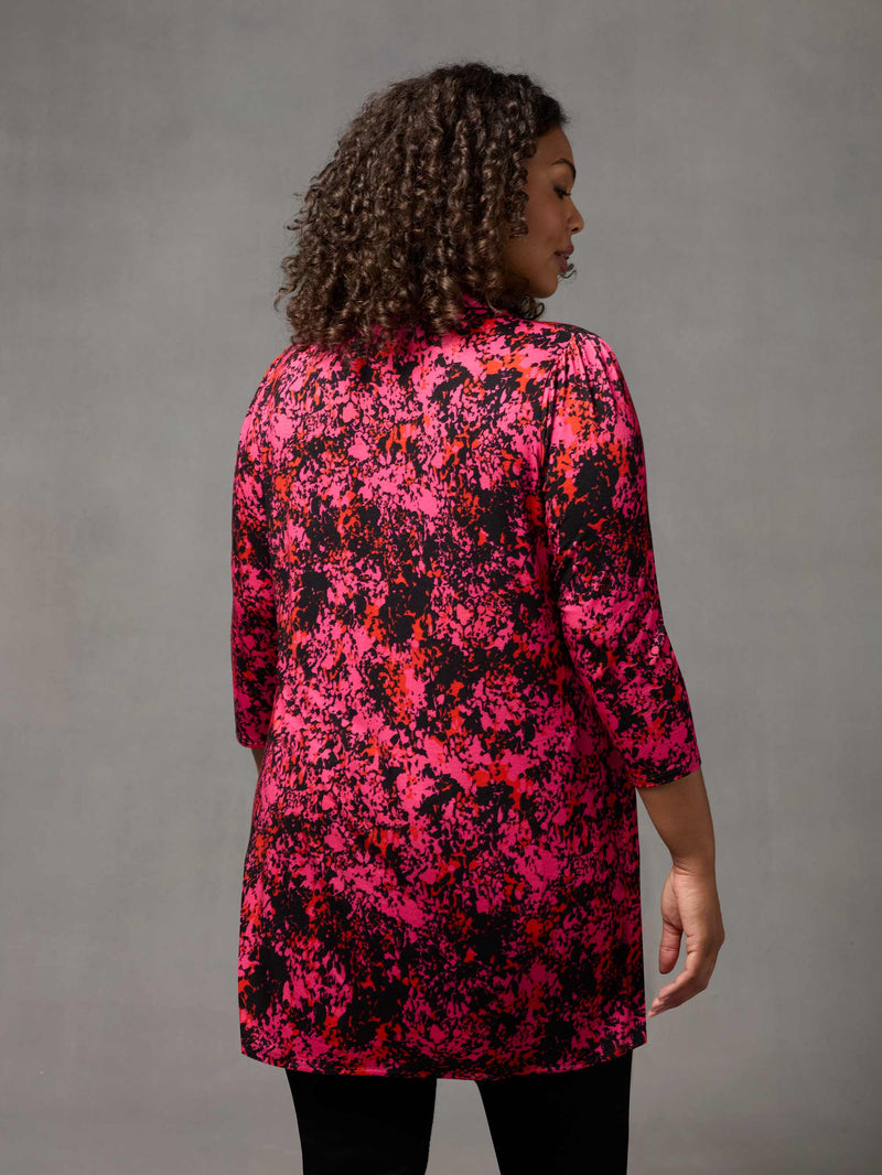 Pink Floral Print Jersey 3/4 Sleeve Shirt