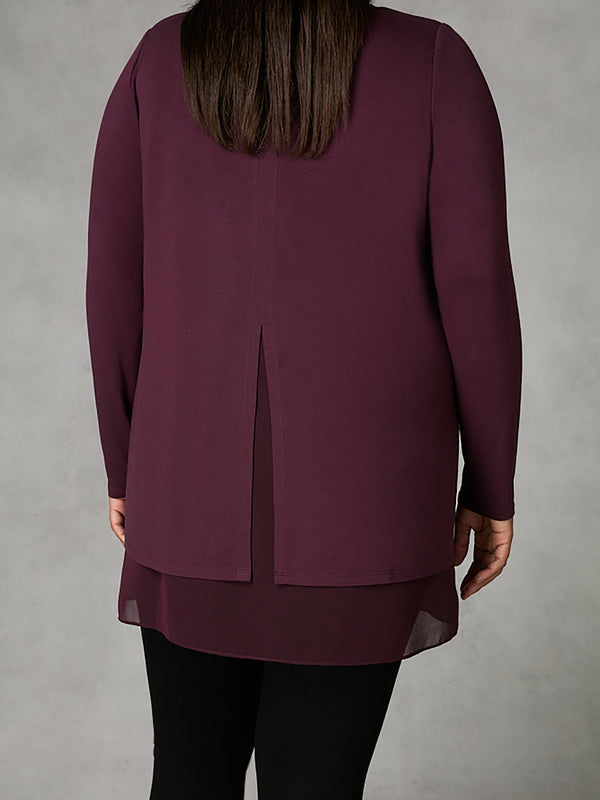 Purple Chiffon Split Back Overlay Top