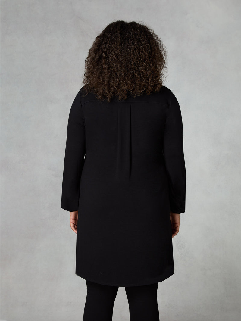Black Pintuck Yoke Jersey Tunic