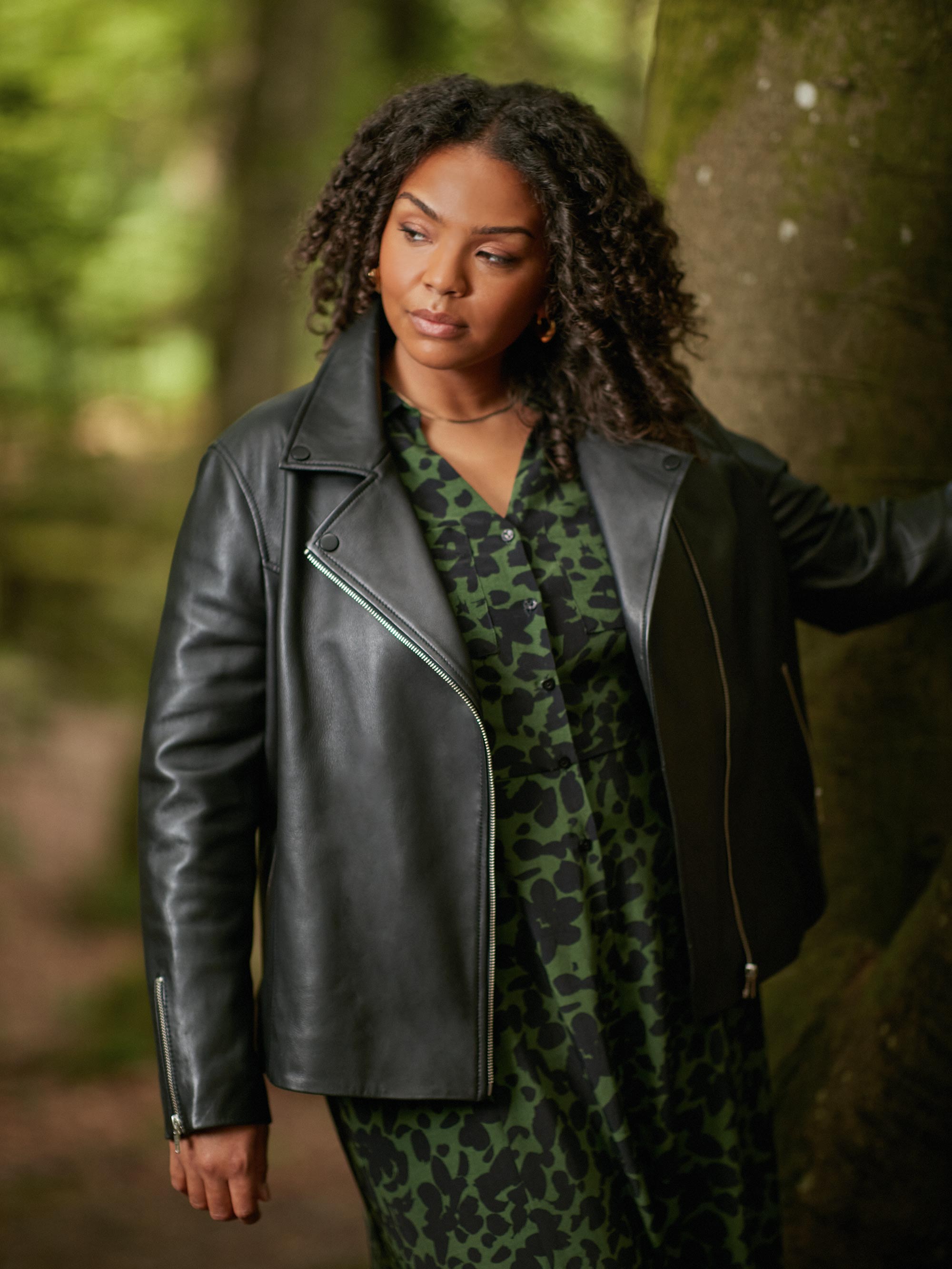 Khaki Floral Print Shirt Dress