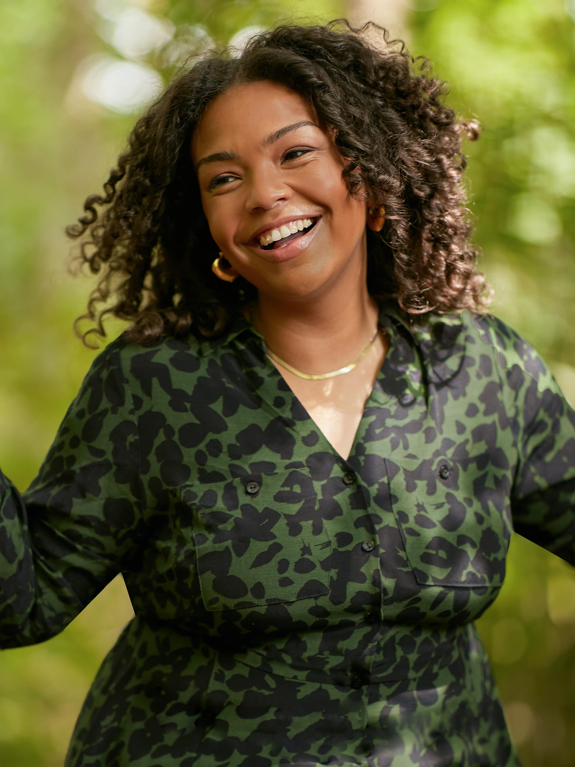 Khaki Floral Print Shirt Dress