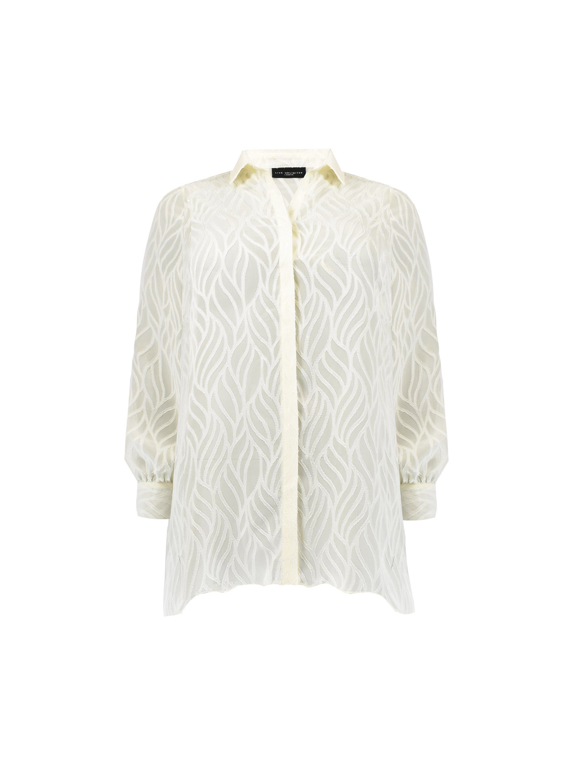 Ivory Linear Burnout Hanky Hem Shirt