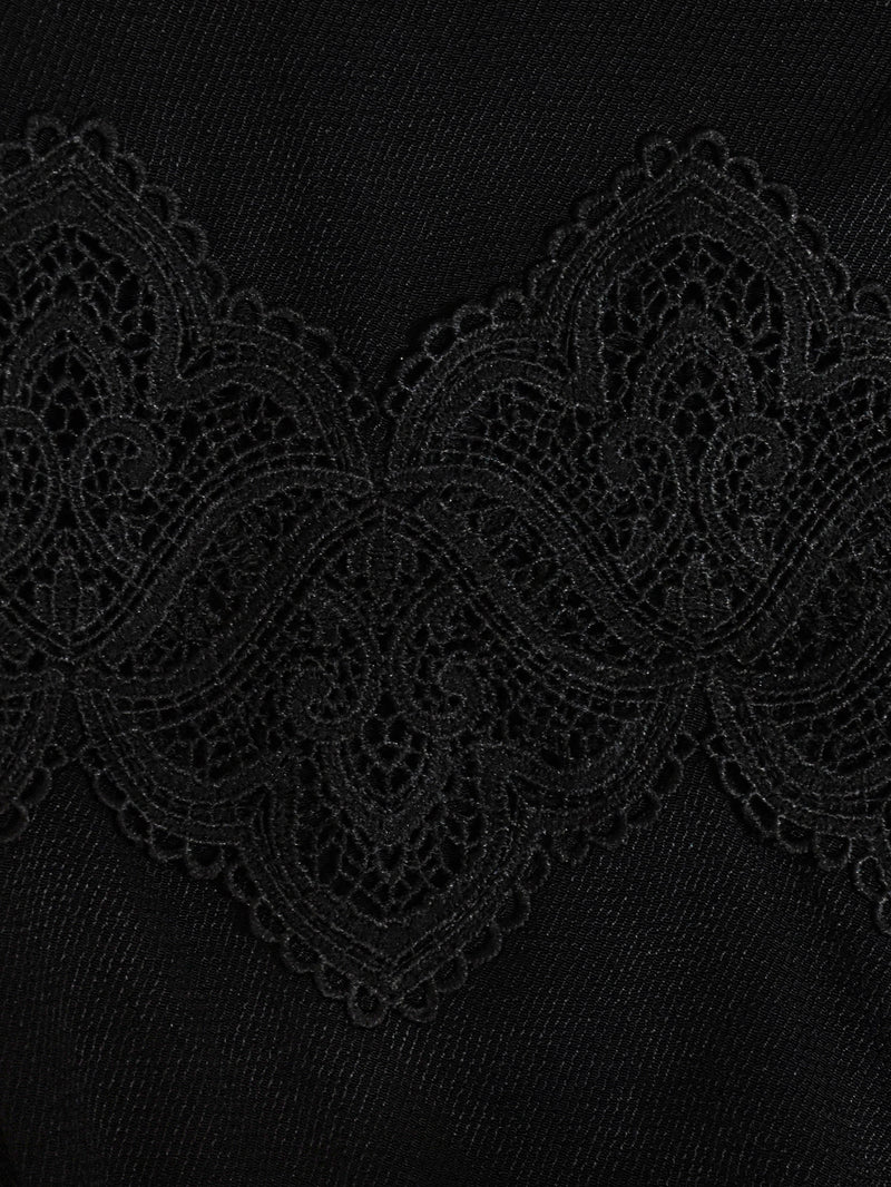 Black Crochet Trim Sleeve Dress