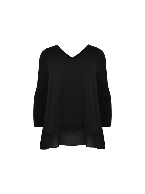 Black Chiffon Split Back Overlay Tunic