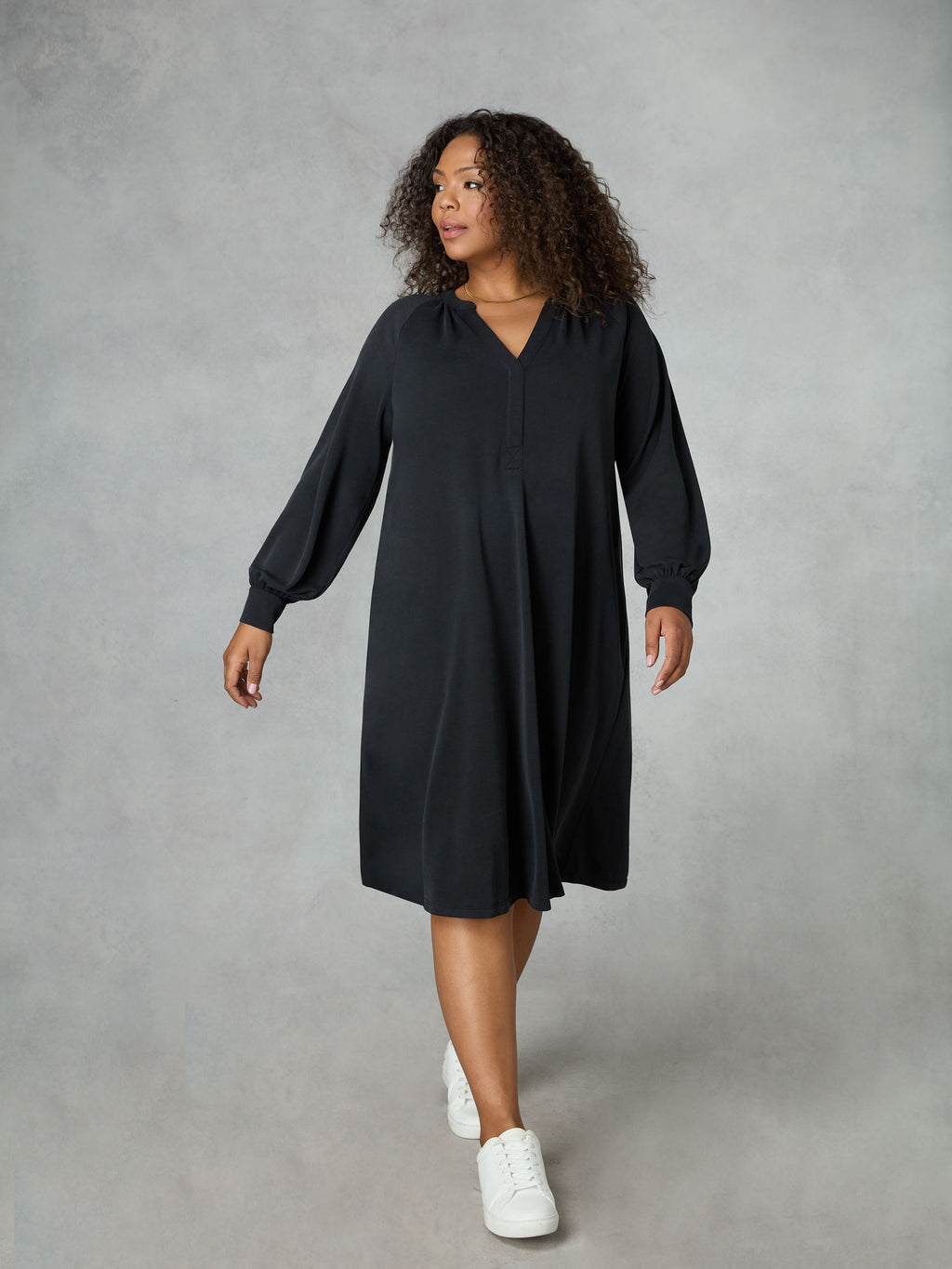 jersey swing dress Black Modal Midi dresses