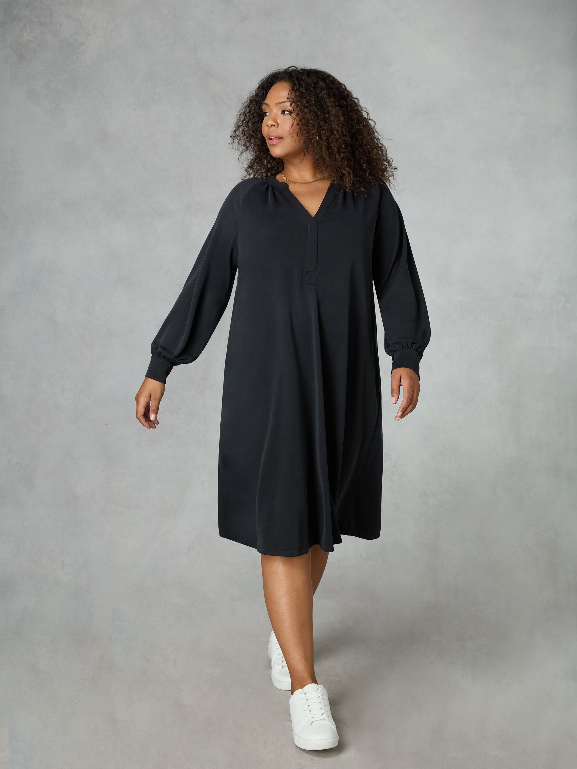 Black Modal Jersey Swing Dress