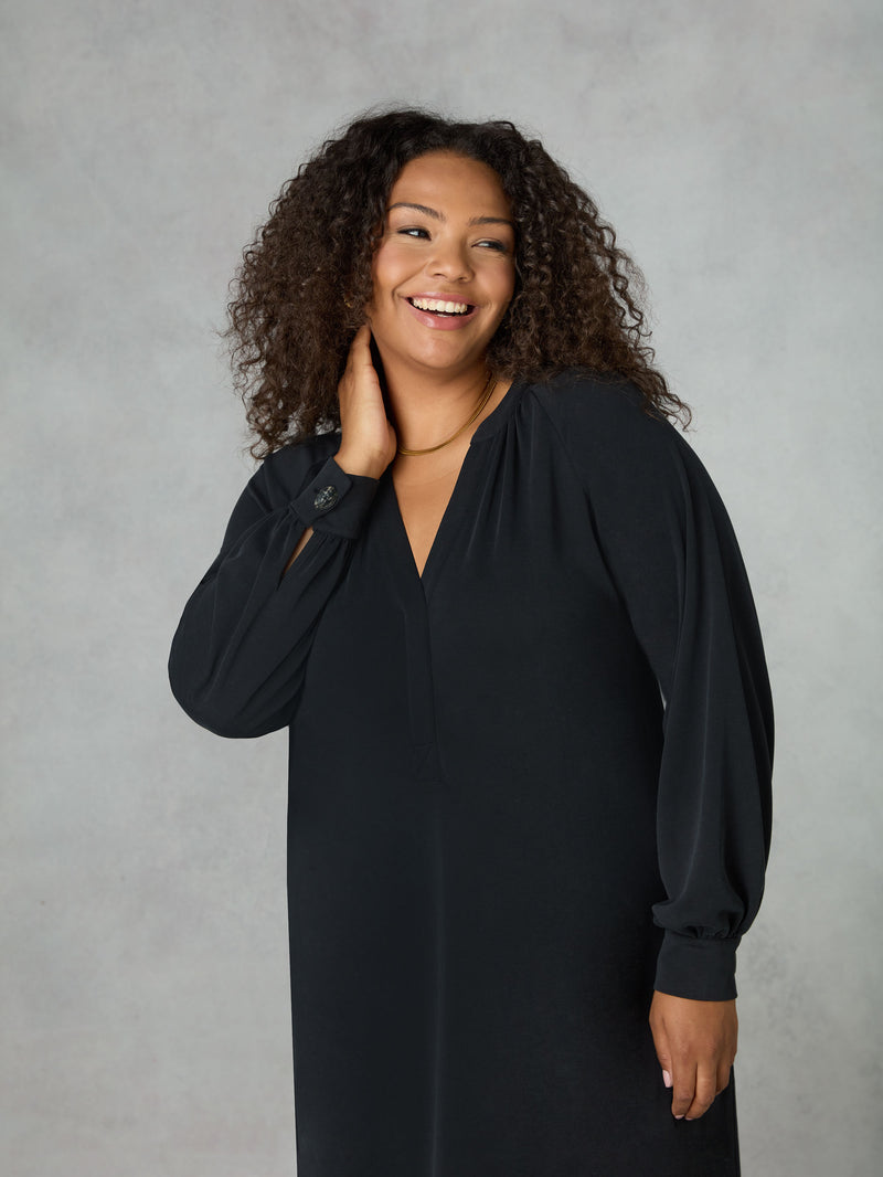 Black Modal Jersey Swing Dress