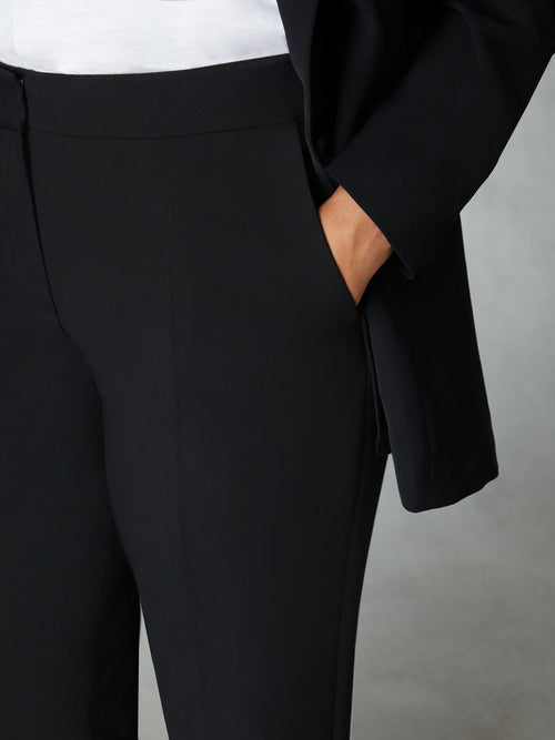 Black Stretch Tapered Trousers