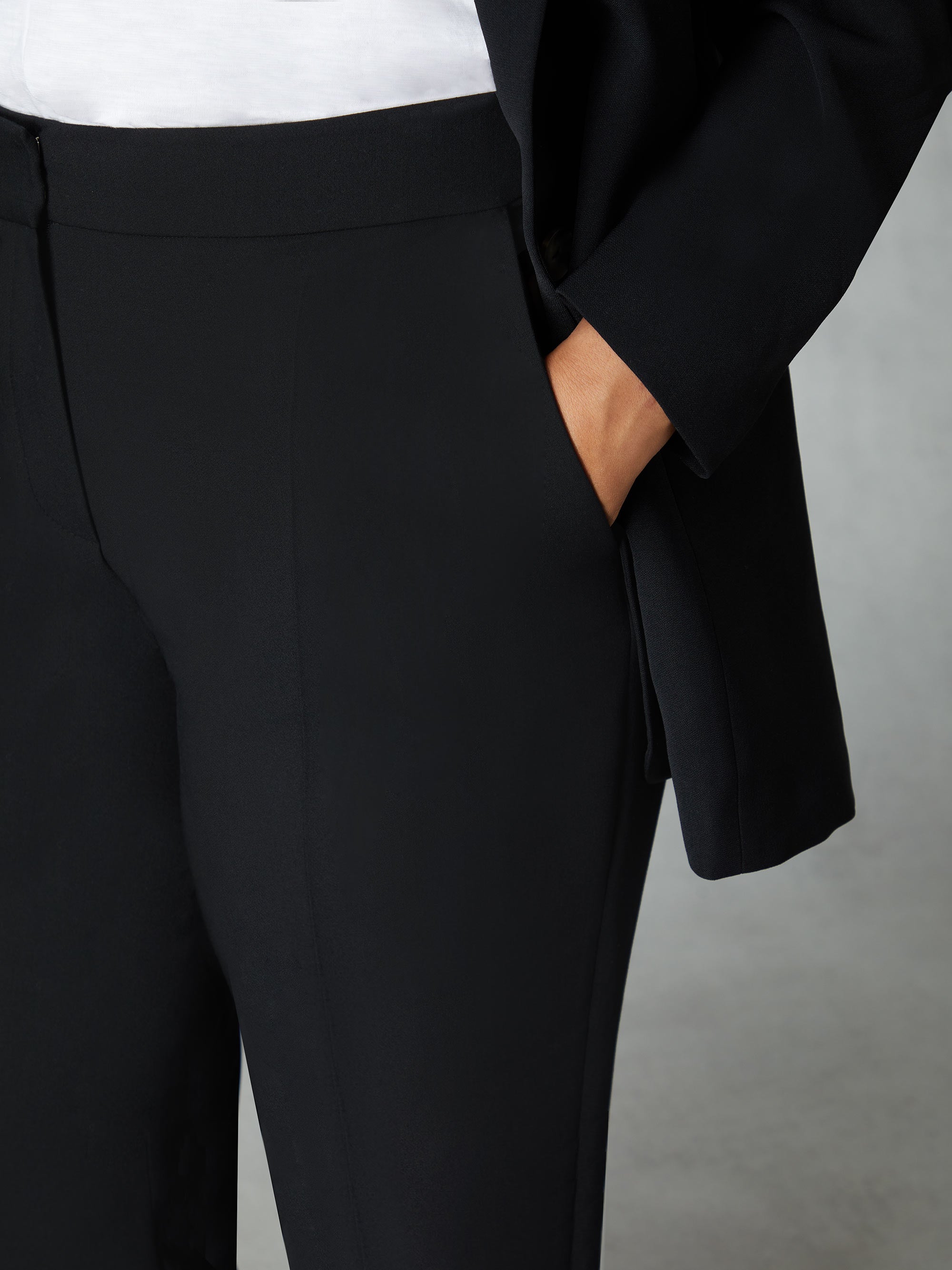 Black Stretch Tapered Trousers