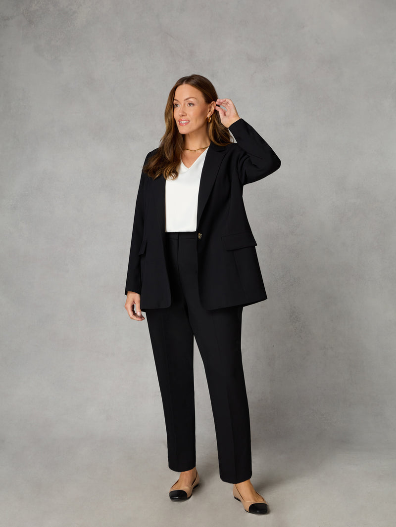Petite Black Stretch Tapered Trousers