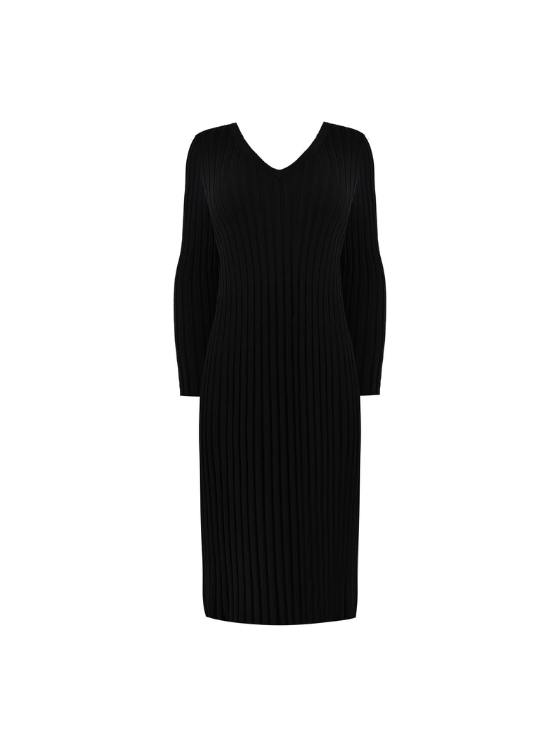 open lace back dress Black Knitted Rib Dress