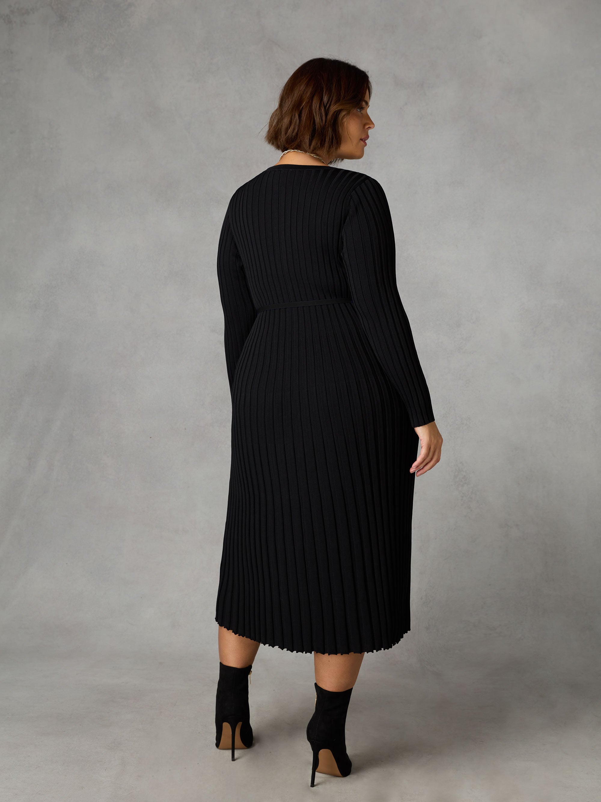 Black Knitted Rib Dress