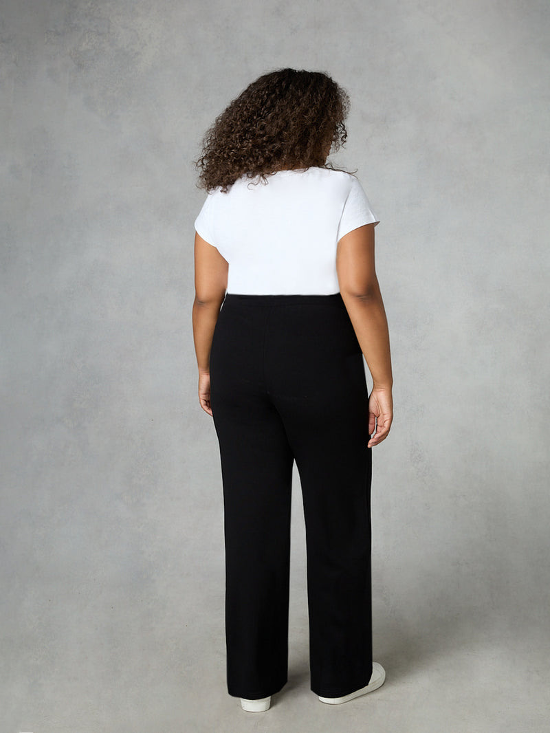 Black Jersey Wide Leg Joggers