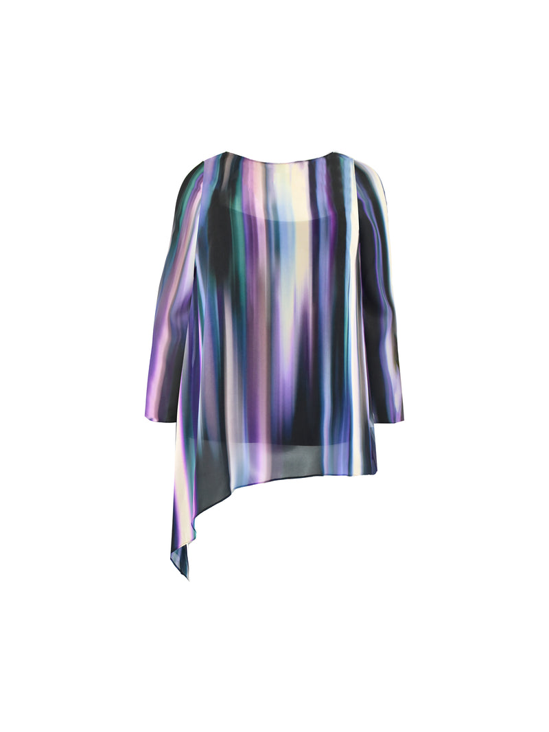 Purple Ombre Chiffon Asymmetric Top