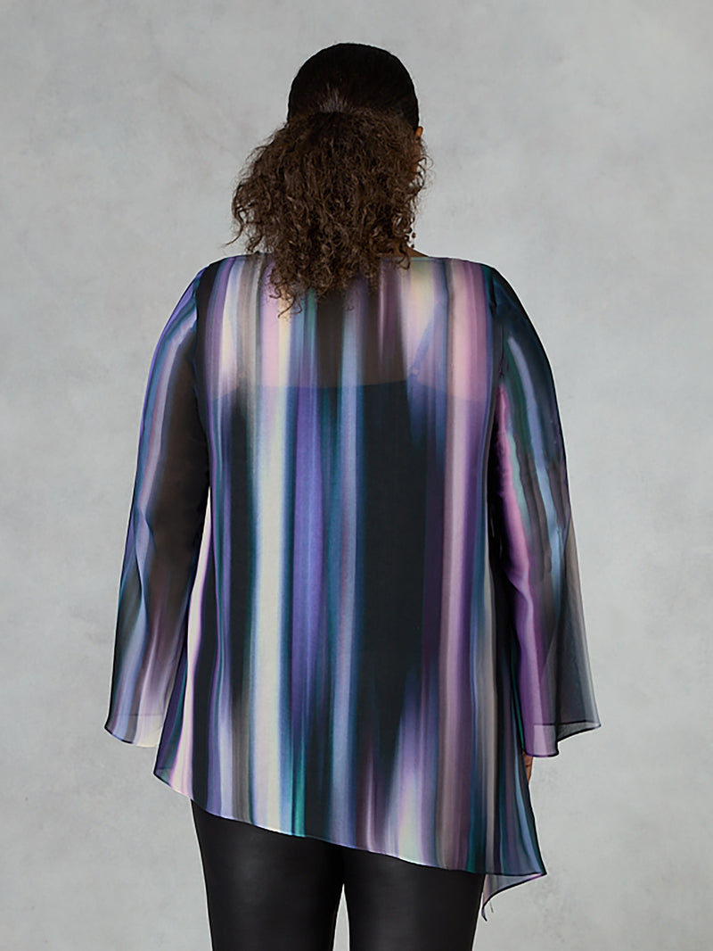 Purple Ombre Chiffon Asymmetric Top