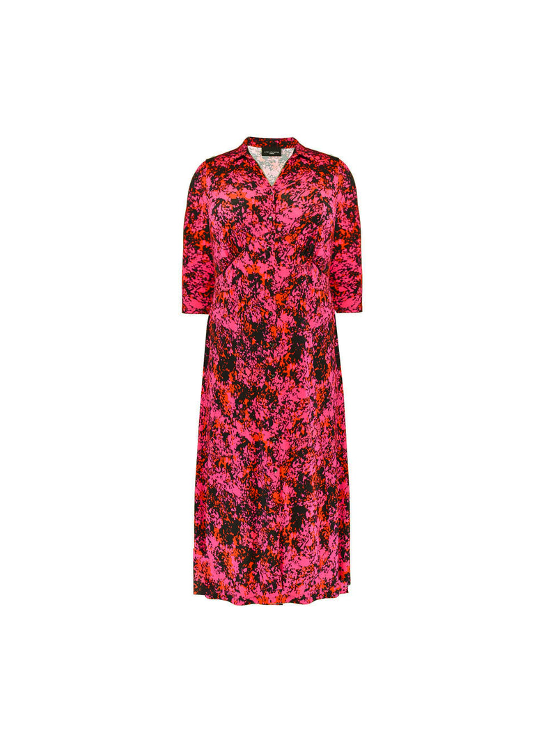 Petite Pink Floral Print Jersey Empire Seam Shirt Dress