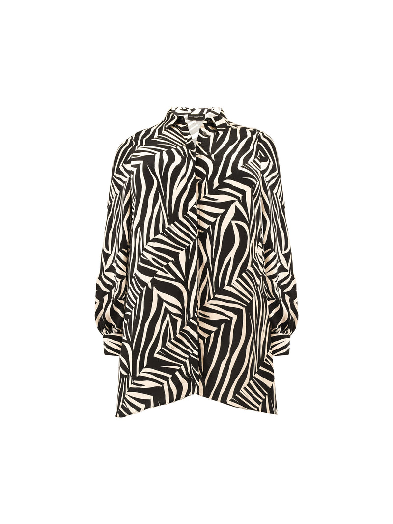 Petite Stone Linear Print Hanky Hem Shirt