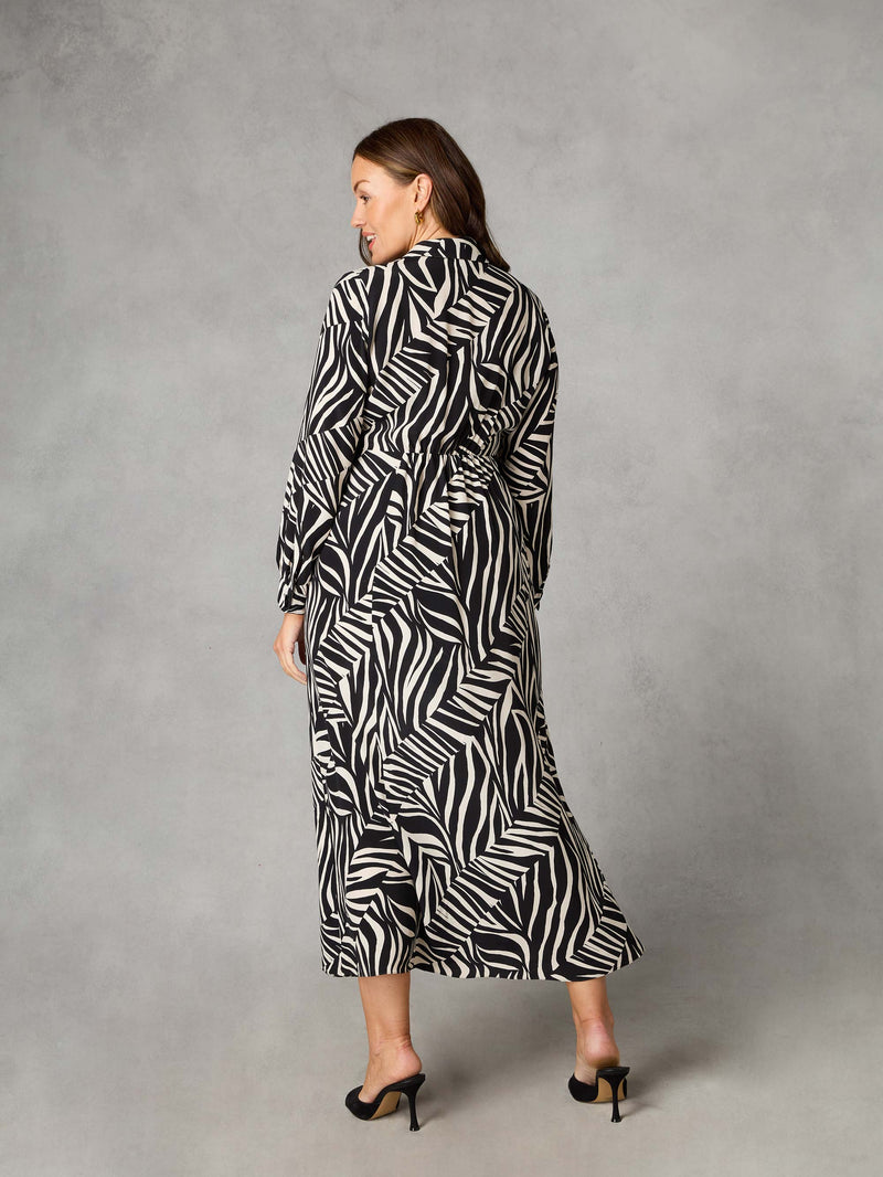 Petite Stone Linear Print Shirt Dress
