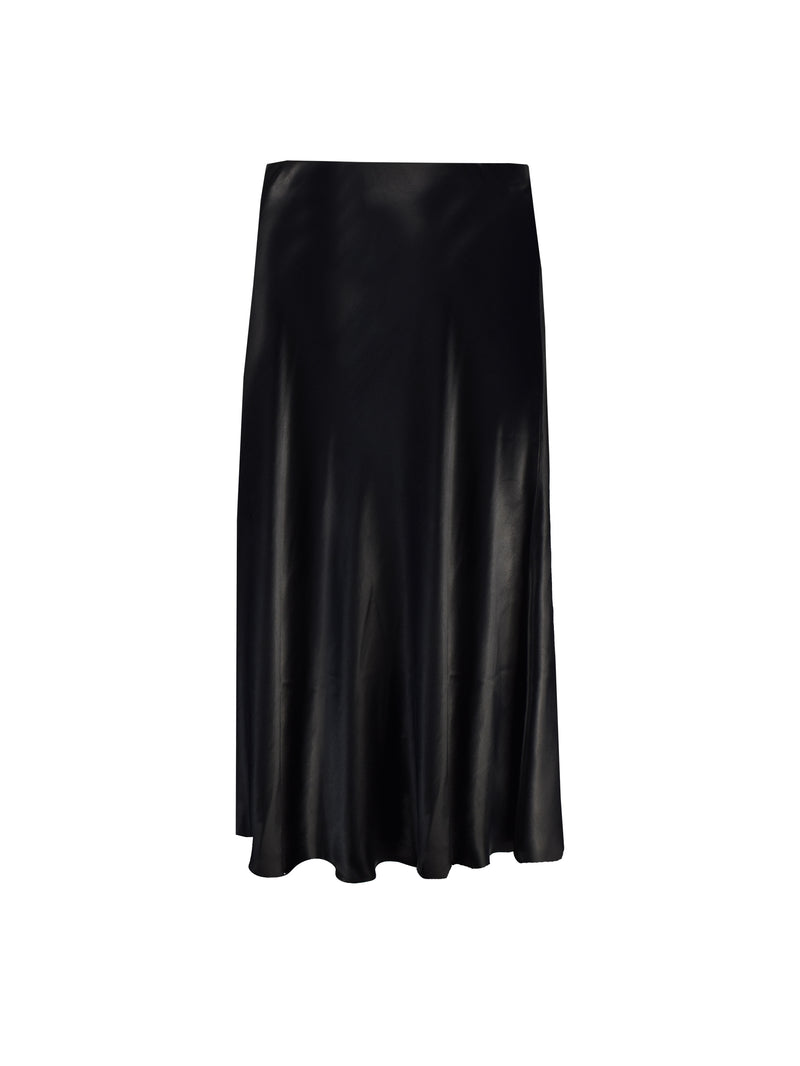 Petite Black Bias Cut Skirt