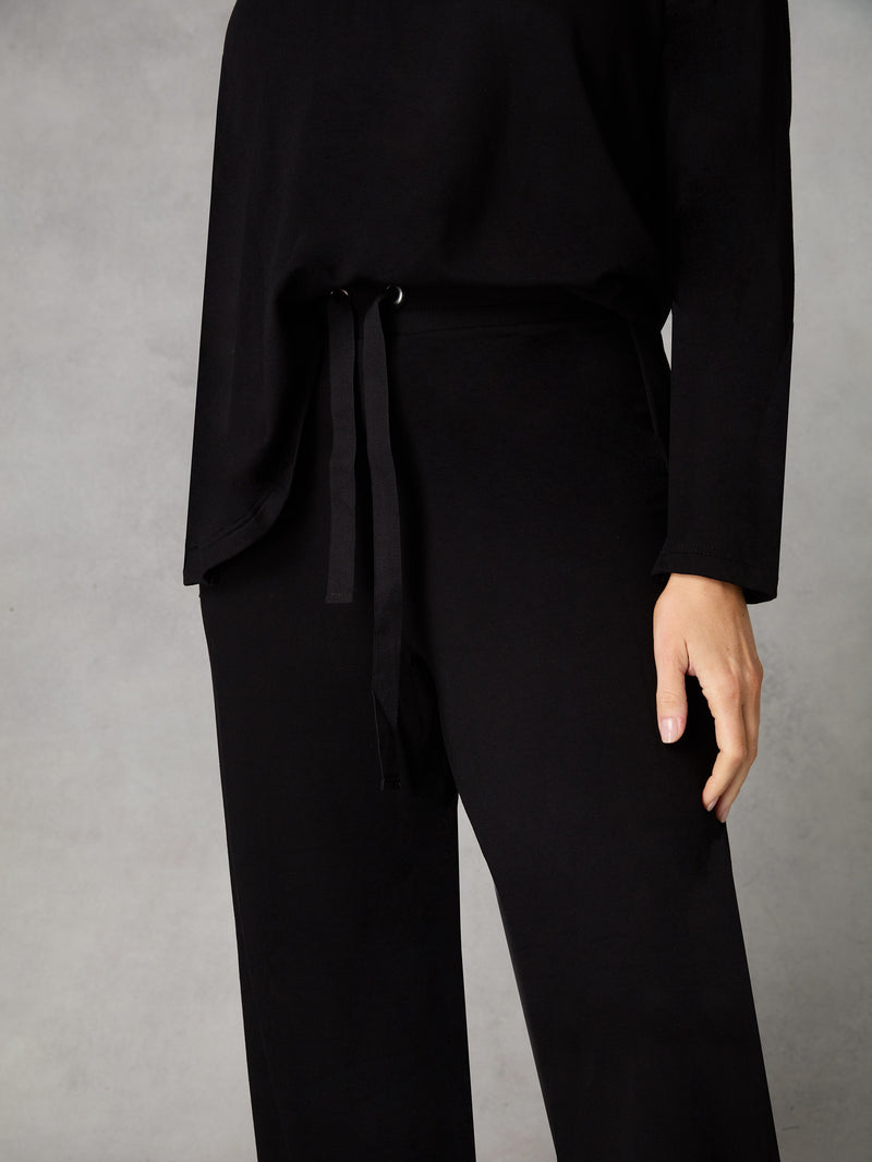 Petite Black Jersey Wide Leg Joggers