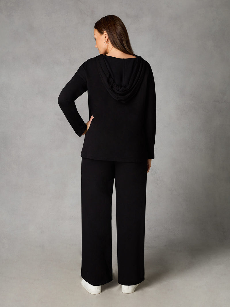 Petite Black Jersey Wide Leg Joggers