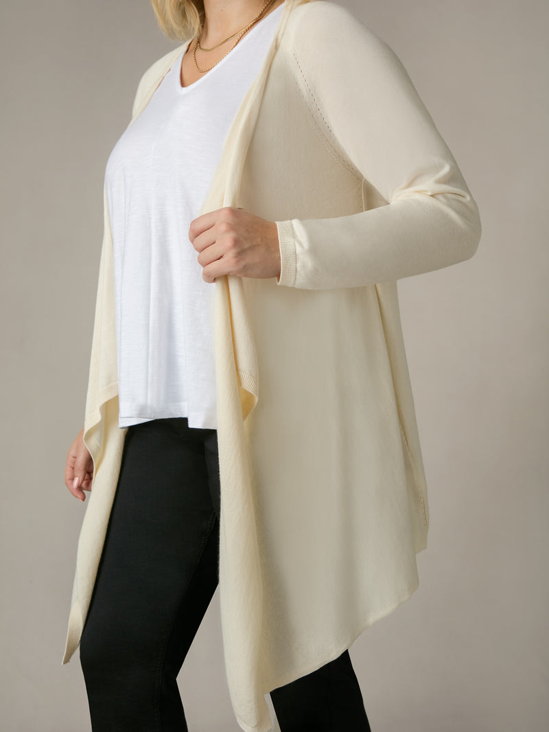 Stone Knitted Waterfall Cardigan
