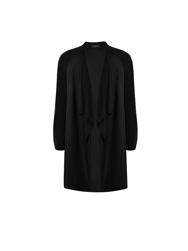 Black Knitted Waterfall Cardigan
