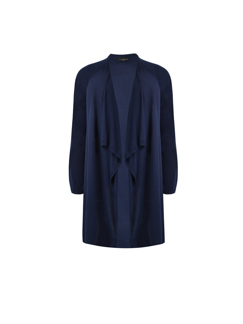 Navy Knitted Waterfall Cardigan