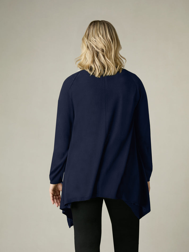 Navy Knitted Waterfall Cardigan