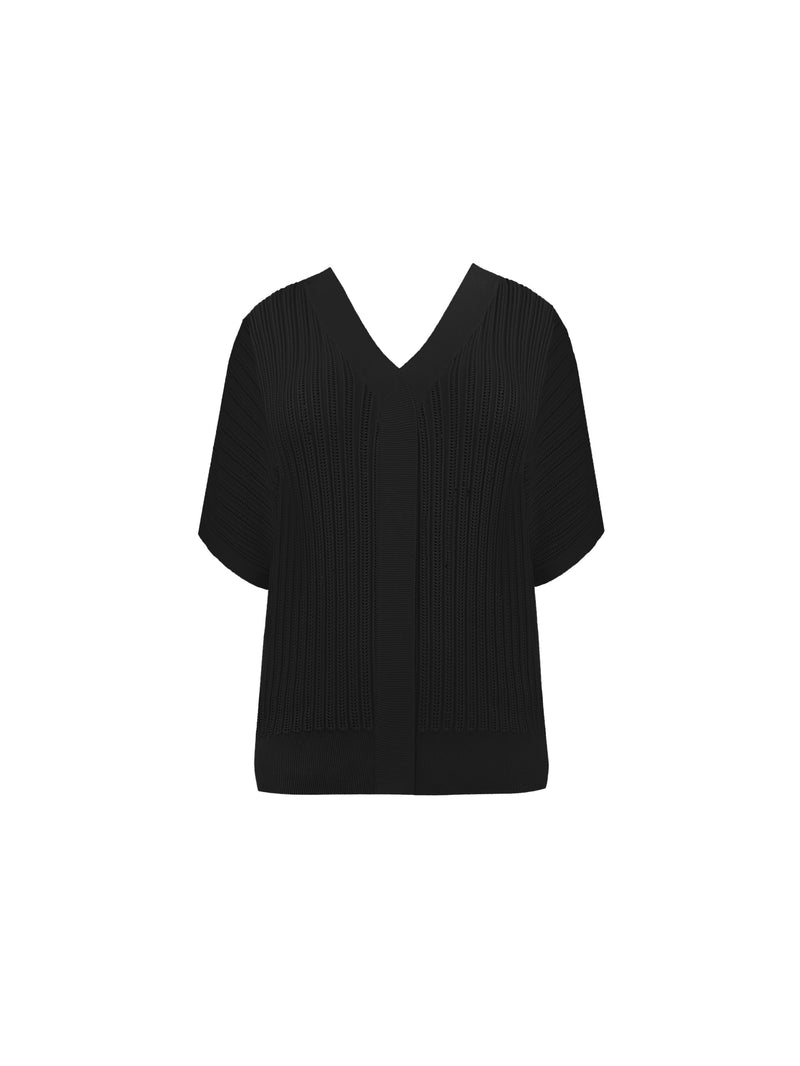 Black Open Stitch Knitted Kaftan Jumper