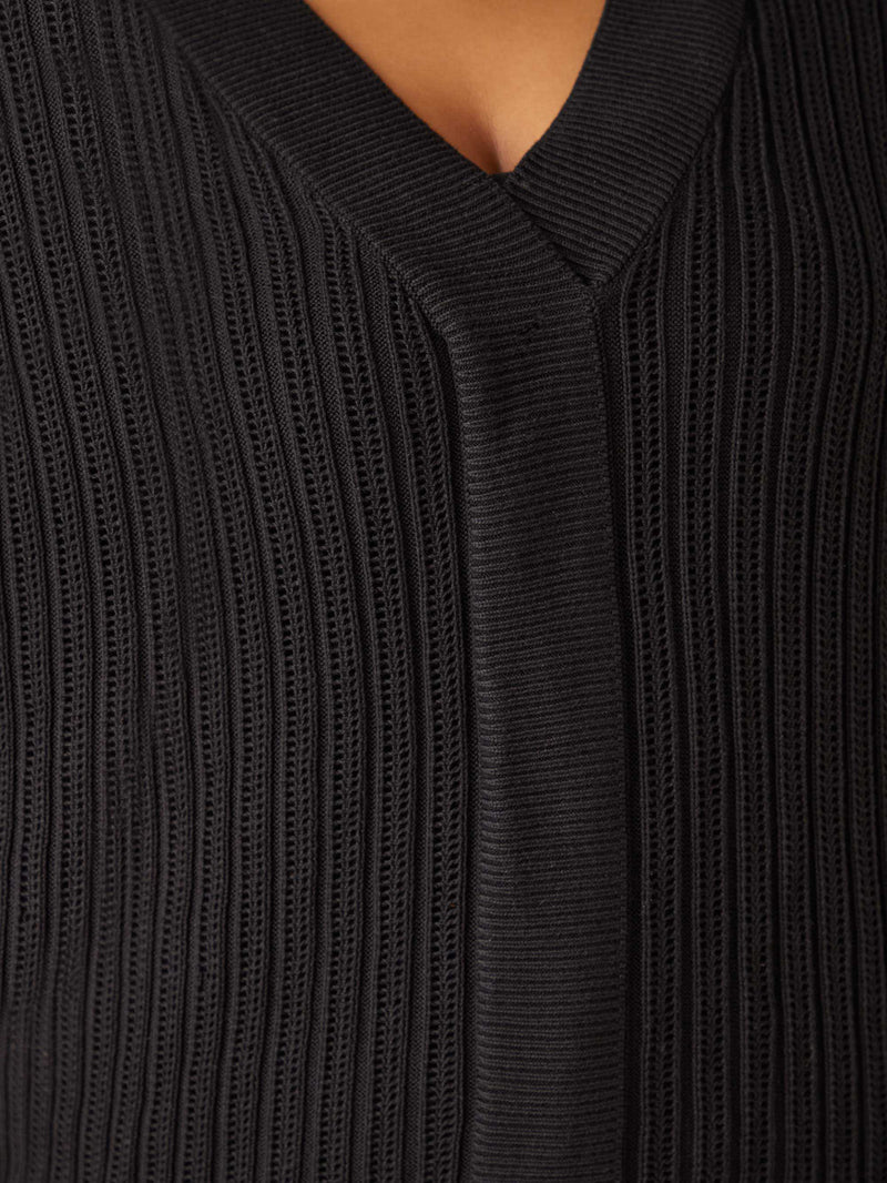 Black Open Stitch Knitted Kaftan Jumper