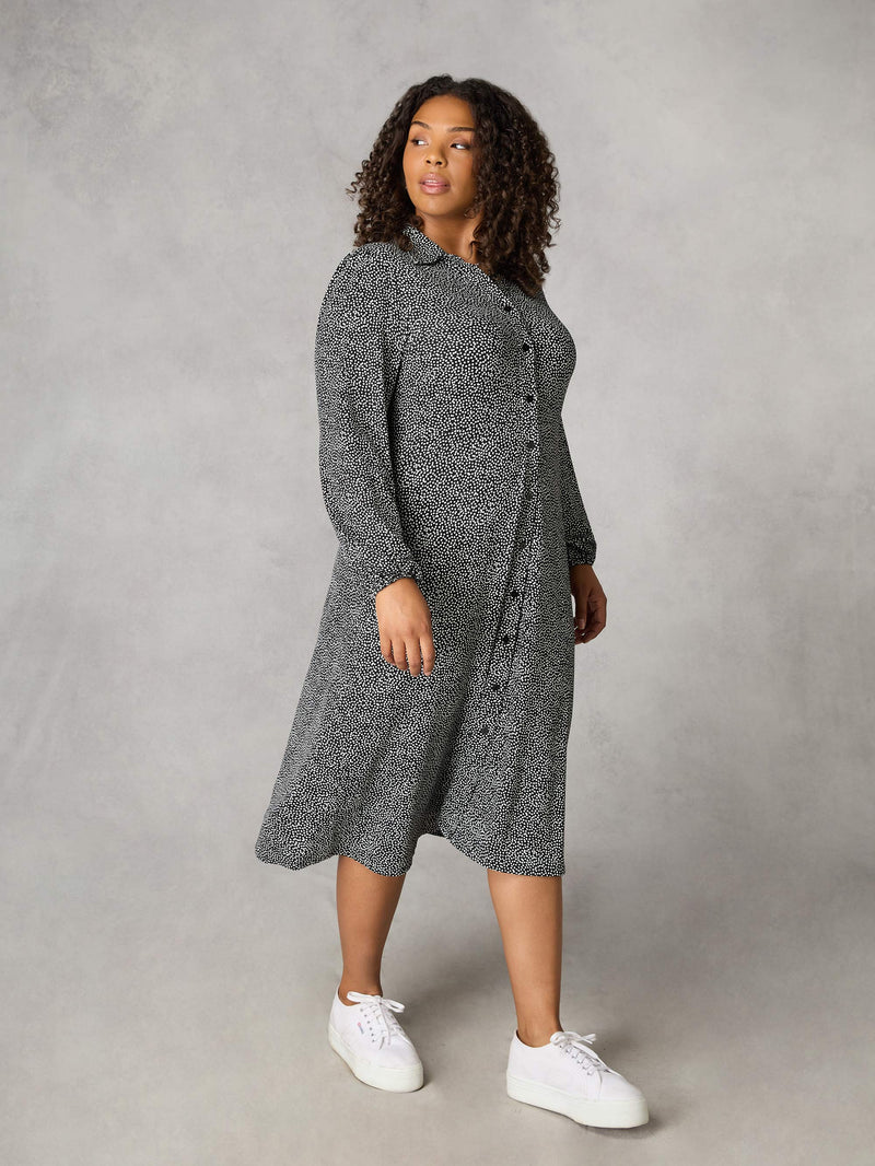 Mono Dash Print Jersey Shirt Dress