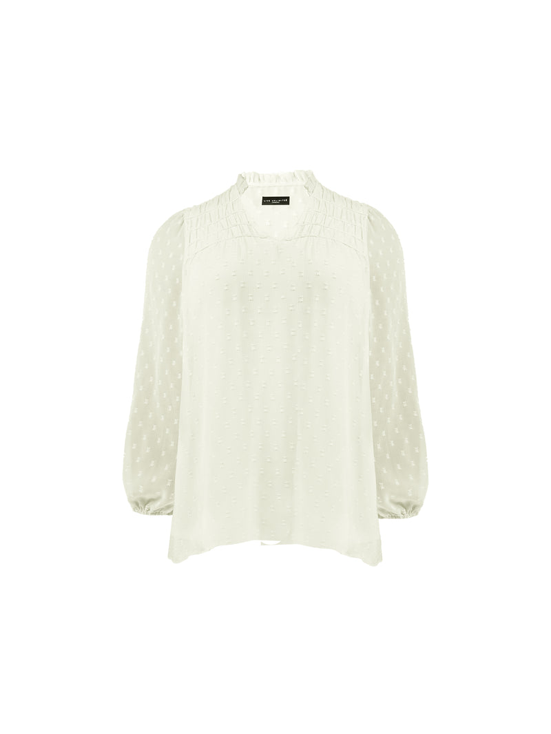Ivory Dobby Ruched Front Blouse