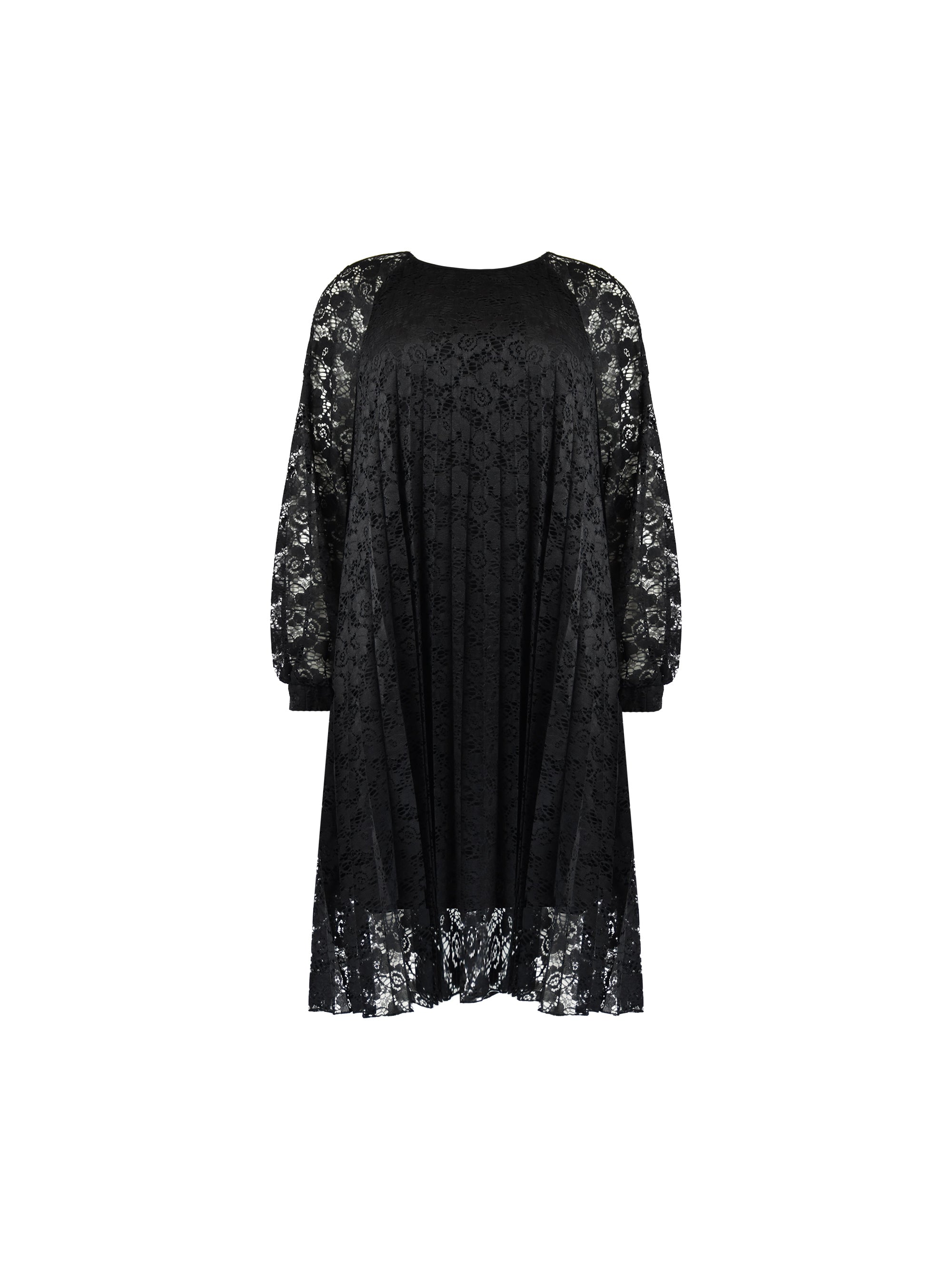Black Lace Pleated Dress
