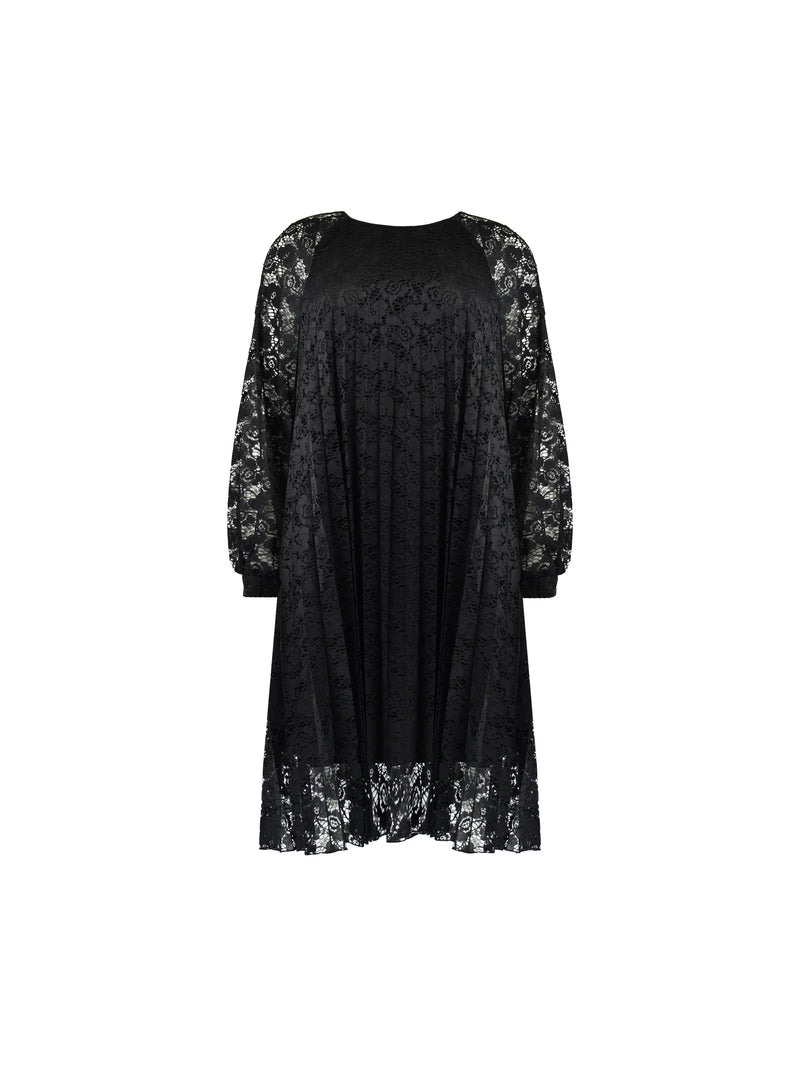 Black Lace Pleated Dress