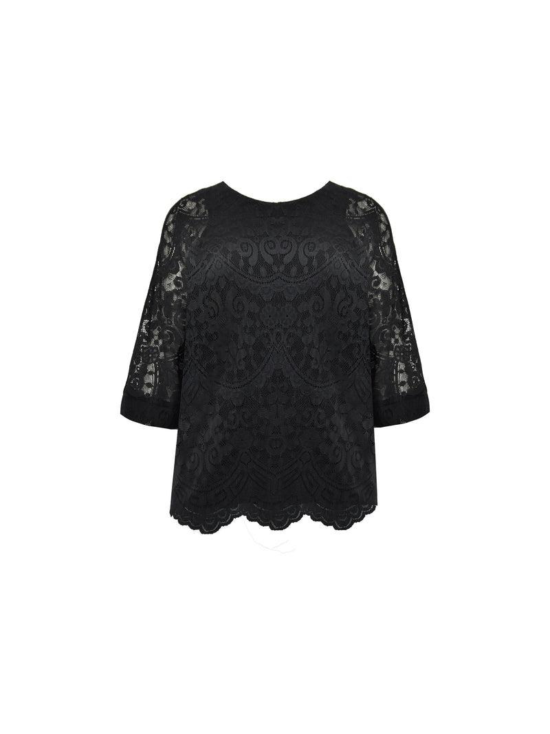 Black Lace Overlay Top