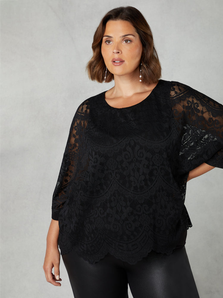 Black Lace Overlay Top