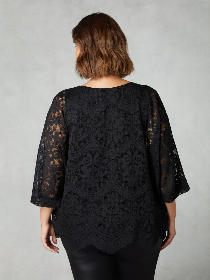 Black Lace Overlay Top