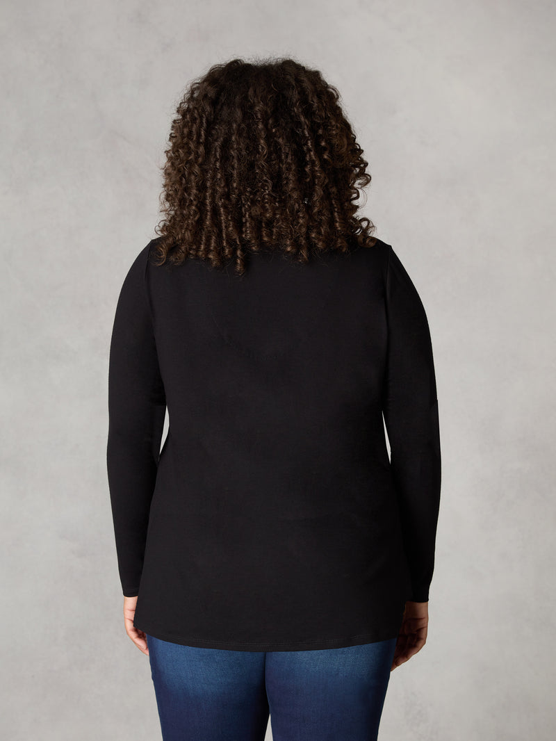 Black Jersey Pleat Front Tunic