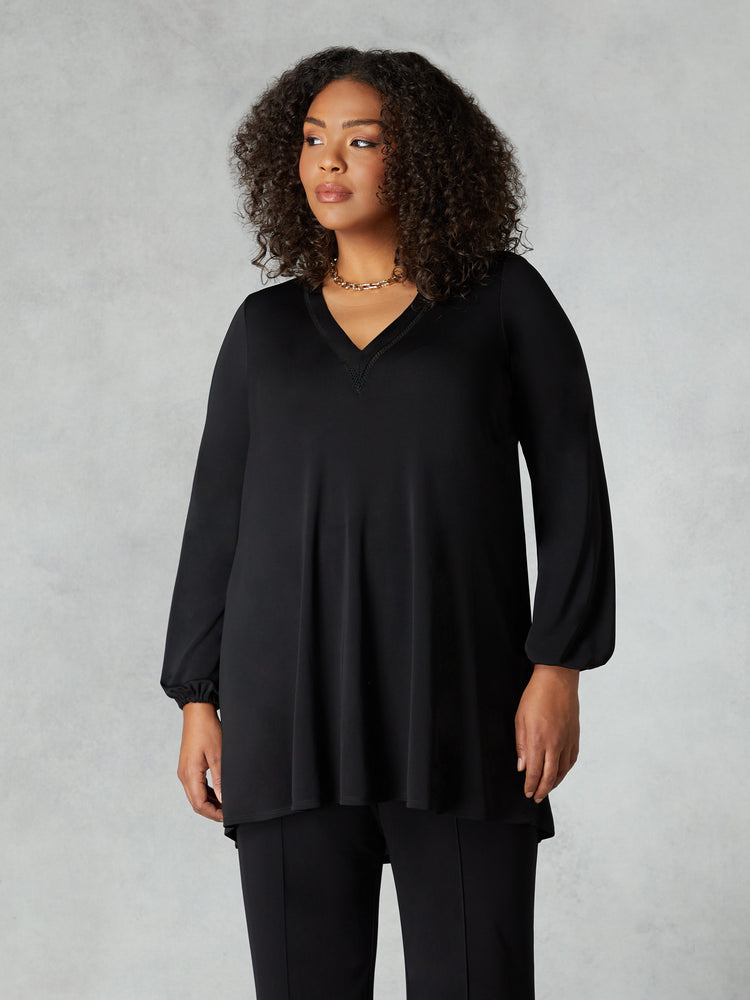 Black Jersey Trim Insert Tunic