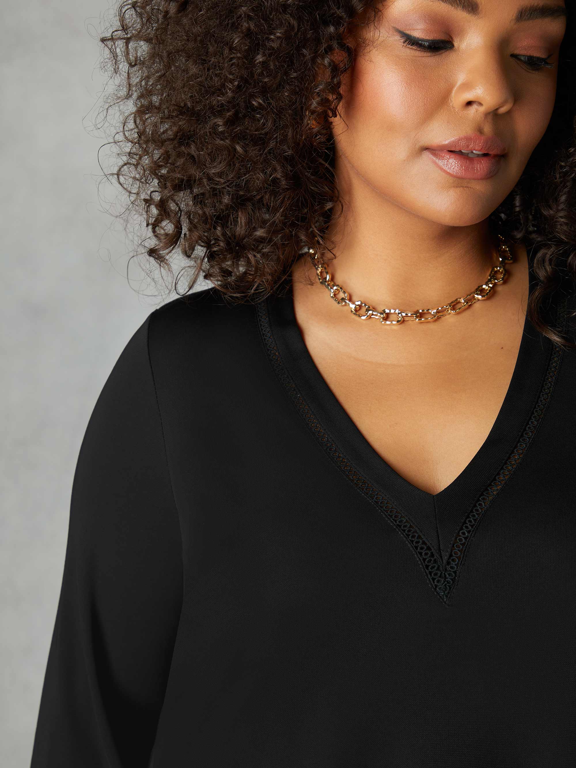 Black Jersey Trim Insert Tunic